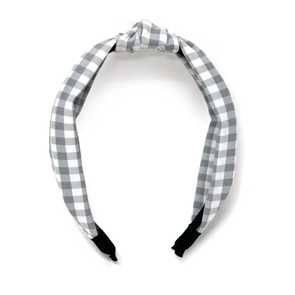 NWOT Blair Top Knot Grey Gingham Headband